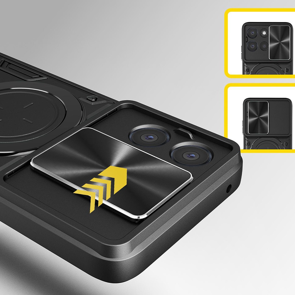 Husa pentru Xiaomi 17T Pro cu protectie pentru camera si suport magnetic integrat Ring Shockproof, negru