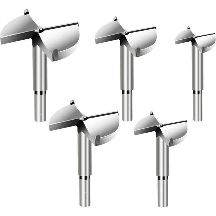 Set 5 burghie pentru prelucrarea lemnului, 35x60mm, carbide, pentru usi sferice