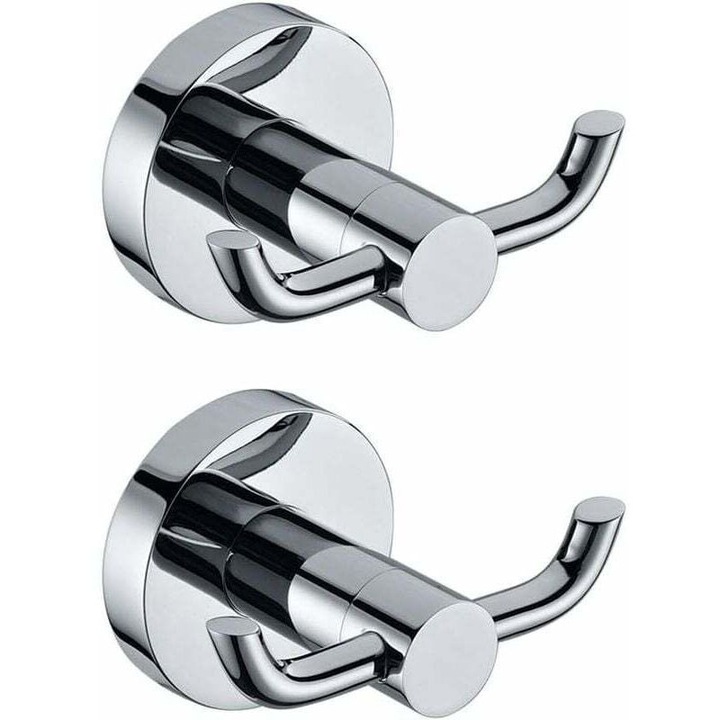 Set 2 cuier dublu baie alama masiva cromat 4.7x4.7x7.5cm