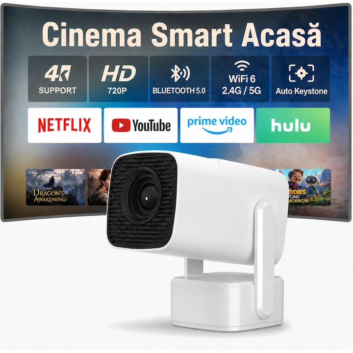 Videoproiector portabil Xgimi MoGo 4 Laser 1080p, 550 ISO lumeni, Google TV, focalizare automata, WiFi, Bluetooth, 2x 6W Harman/Kardon, alimentare USB-C