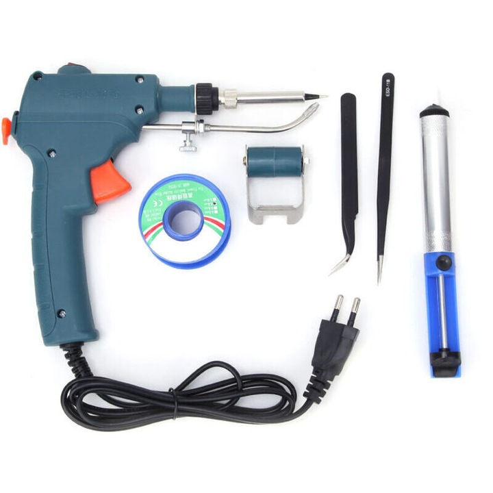 Pistol de lipit / pistol de sudura, seria 900M, 80W, cu intrerupator de alimentare si incalzire rapida 2-4 min, varf din aliaj, carcasa ABS, verde, 1 set