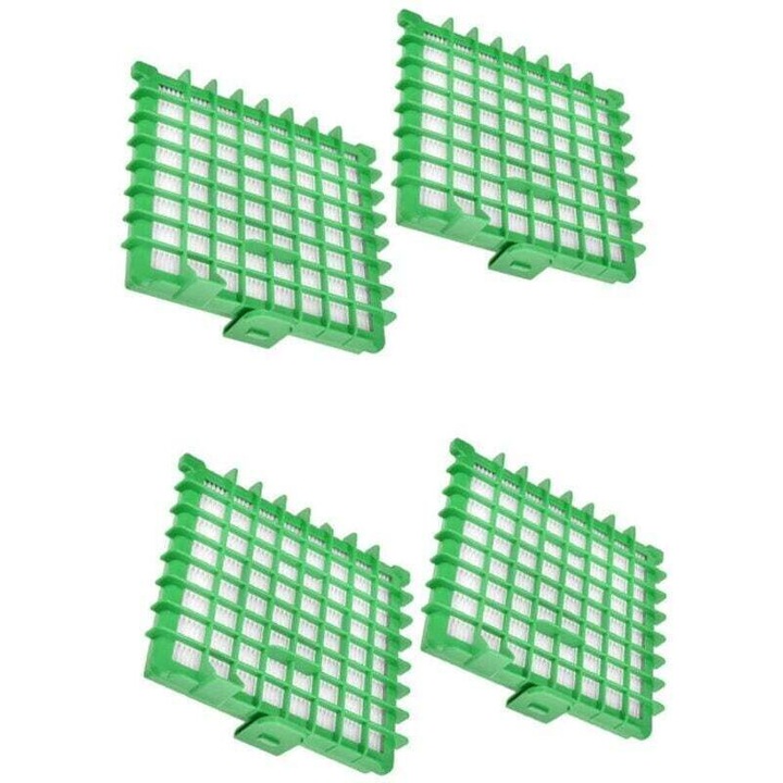 Set 4 bucati, Filtre HEPA pentru aspiratoare Rowenta Silence Force/Extreme, compatibile cu RO5762, RO5921 si X-Trem Power XL, inlocuieste ZR002901, eficienta filtrare 99,98%, durabile, verde