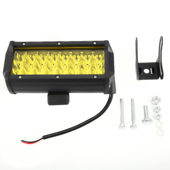 Bara LED de lucru/proiector auto 24LED 72W, carcasa din aluminiu, IP67, galben, 1 buc