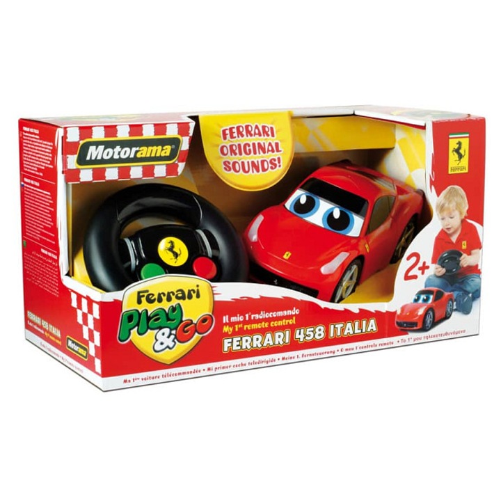 Távirányítós autó, RC játék Alltoys TV 2016 Ferrari 458 Italia, eredeti Ferrari hangokkal, gyors kerekekkel, Piros, 1 db