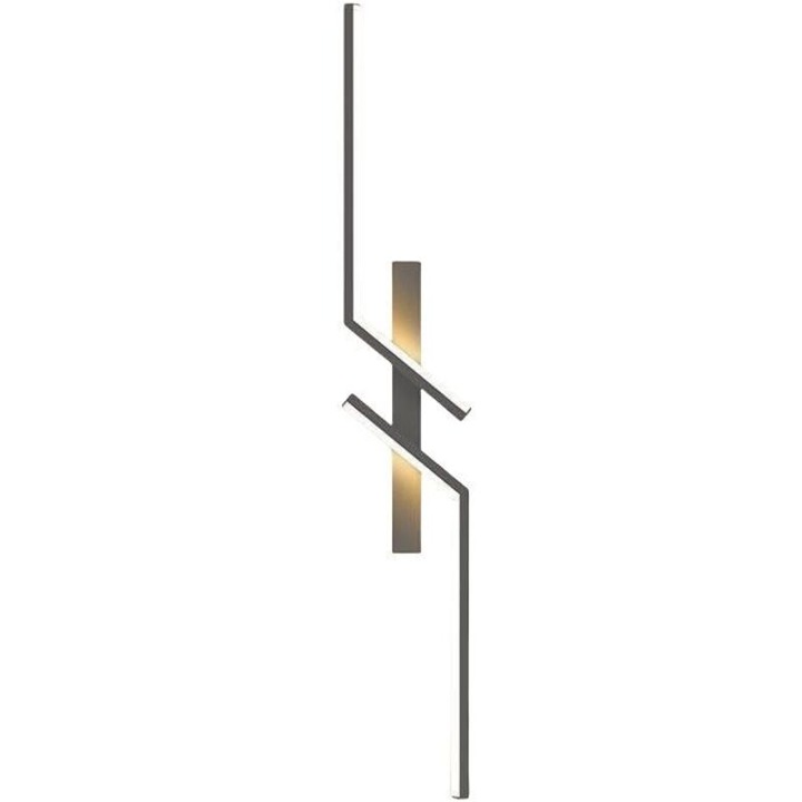 Aplicatie murala led, lampa de perete moderna 12W, lumina calda 3000K 1500 lm, design creativ cu tuburi in forma de L, Negru, 80 cm