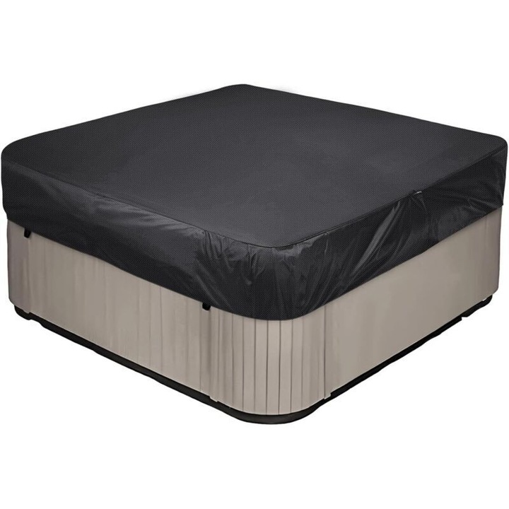 Négyzet alakú spa védőhuzat 244x244x30cm Oxford 210D fekete vízálló porálló UV