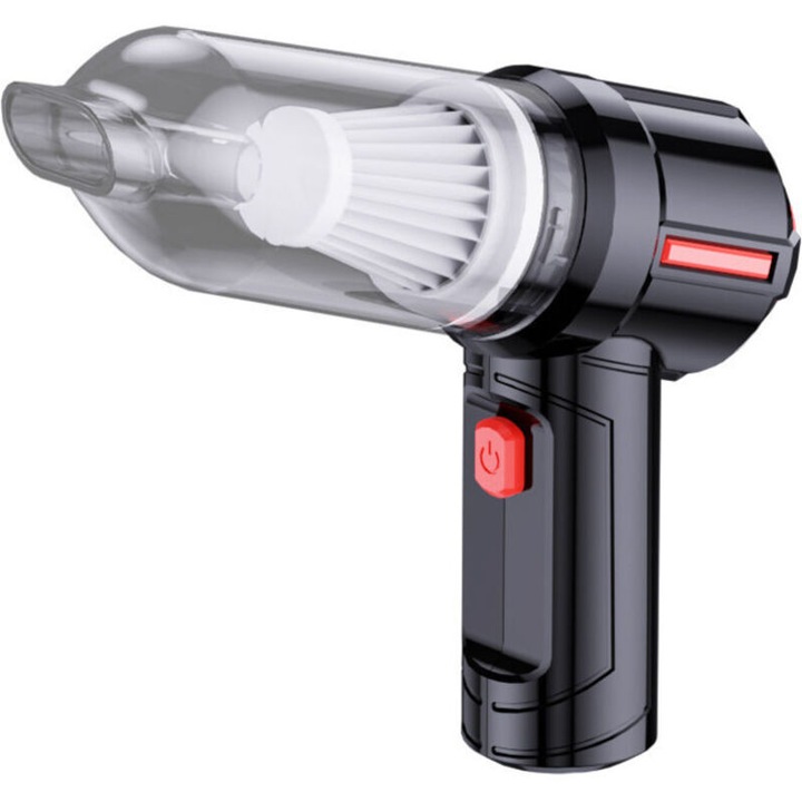 Aspirator portabil fara fir, mini aspirator multifunctional pentru masina si birou, aspirare pana la 9000Pa, reincarcabil USB, autonomie 30 minute, negru