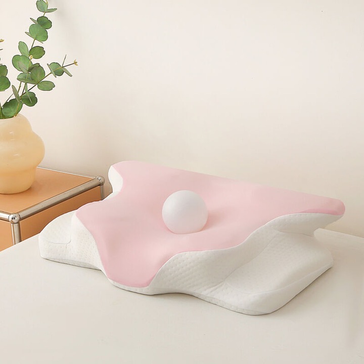 Ergonomikus nyakpárna 2 az 1-ben memóriahab fehér 63x42x9/12cm