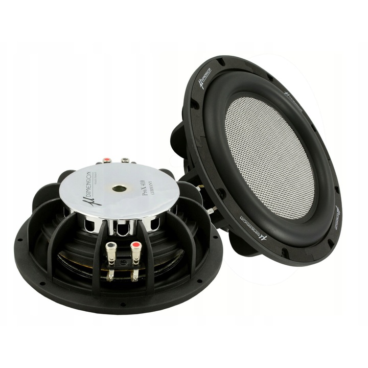 Субуфер за кола u-Dimension ProX-410, 25 см (10"), 300 W RMS/500 W Max, 2 x 4 Ω, многослойна мембрана карбон/стъклопласт, плосък профил, Черен, 1 бр