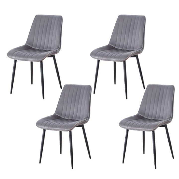 Set 4 scaune living tapitate KJC176 cu picioare metalice, 47x88x42 cm, modern, gri