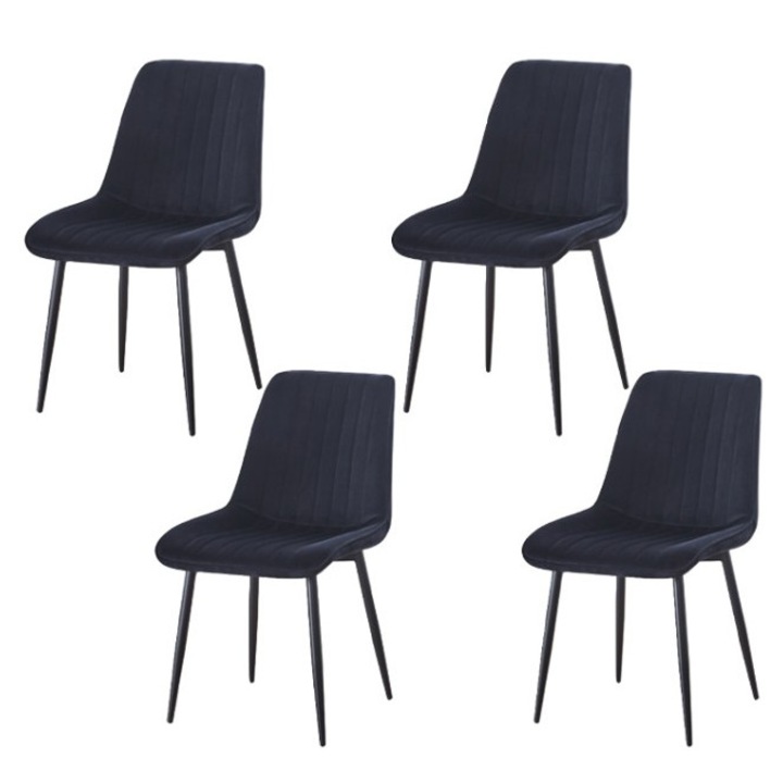Set 4 scaune living tapitate KJC176 cu picioare metalice, 47x88x42 cm, modern, negru