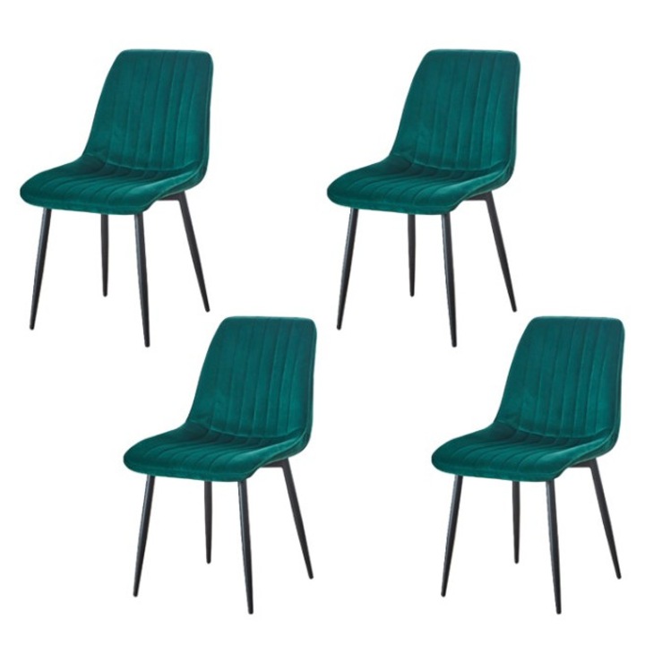 Set 4 scaune living tapitate KJC176 cu picioare metalice, 47x88x42 cm, modern, verzi