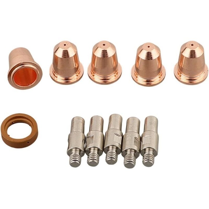Kit consumabile Ergocut S25K/S35K/S45, 13 piese, include 5 electrozi PR0110 si 5 duze PD0116-08, cupa de protectie PC0116 si difuzor PE0106, compatibil torte S25/S45, Multicolor