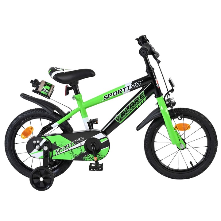 Bicicleta pentru copii Volare Sportivo - Baieti - 14 inch - Verde Negru