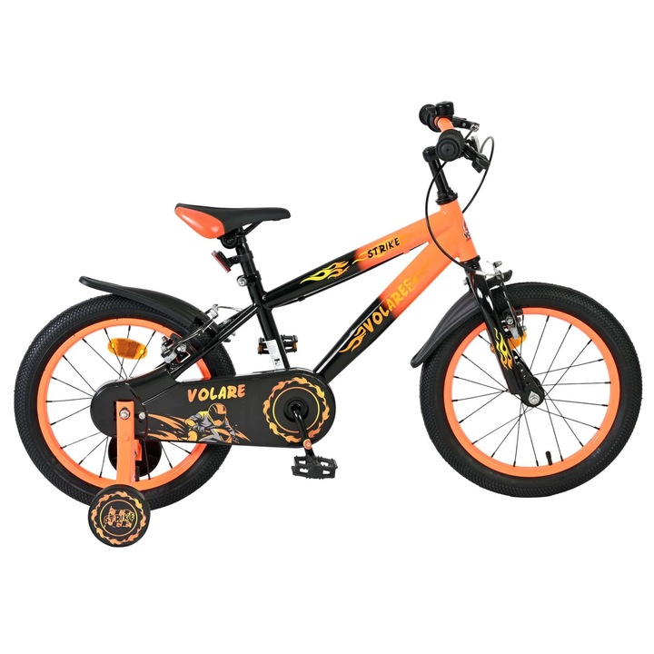 Bicicleta pentru copii Volare Strike - Baieti - 16 inch - Negru Portocaliu - Frane cu doua maini