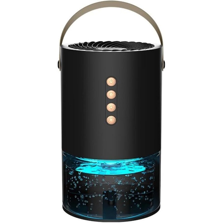 Hordozható párátlanító, mini párátlanító, csendes működés 48 dB alatt, 3 üzemmód, 4/8/12 órás időzítő, automatikus kikapcsolás tele tartály esetén, átlátszó tartály, 33 W fogyasztás, fekete, 1.340 ml
