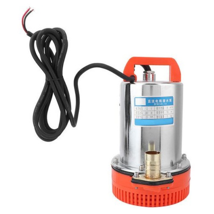 Merülő szivattyú 12V 280W réz 25x14,3cm 20m mélység 8m/h áramlási sebesség