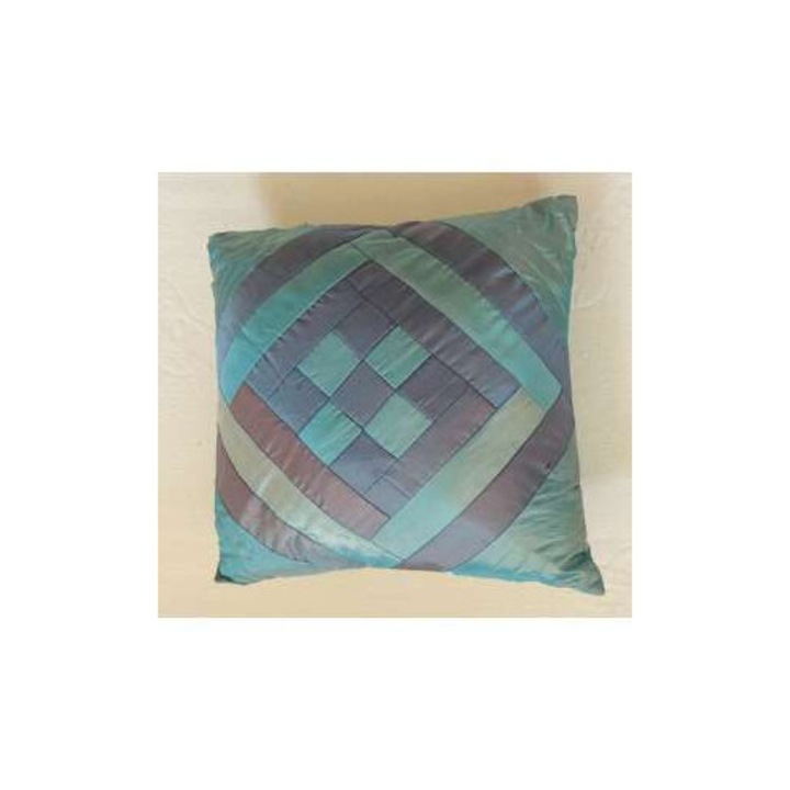 Díszpárna Szatén Poliészter Töltéssel Cipzáras Zöld Szűrke Szín 40 x 40 cm India