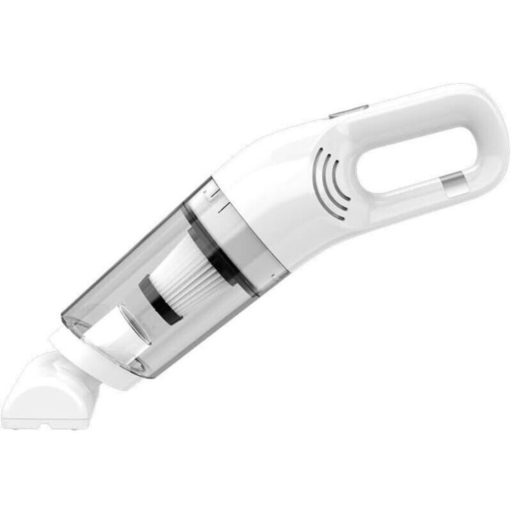 Aspirator de mana/aspirator portabil fara fir Mini, aspiratie optimizata 10 kPa, reincarcabil, incarcare rapida 1,5 ore, autonomie 30 minute, filtru HEPA lavabil, 0,73 kg, Alb