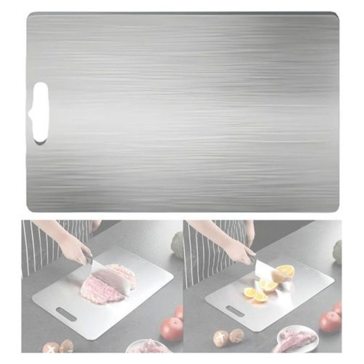Konyhai vágódeszka 30x20cm titán rozsdamentes acél szett