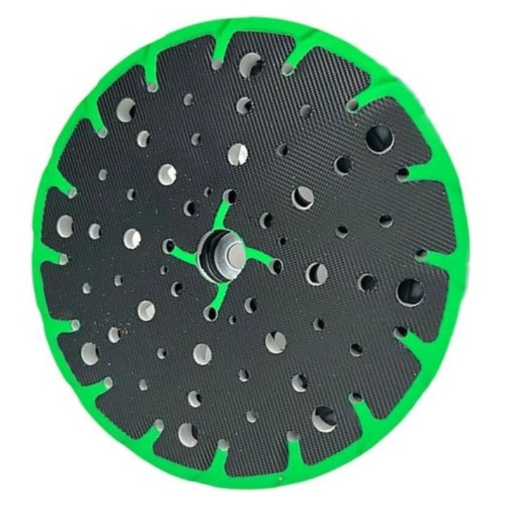 Set 2 bucati, Placa de slefuit 150 mm compatibila cu Festool Rotex RO, ETS 150, ETS EC 150, LEX 150, WTS 150/7, 17 orificii pentru aspirare, sistem de prindere cu velcro, Poliuretan, Multicolor