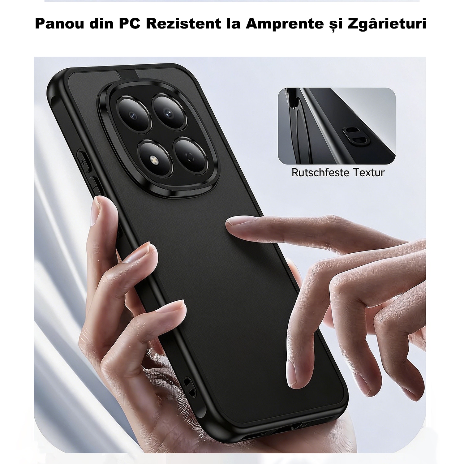 Pachet Husa Telefon + 2 Folii Sticla Compatibila Cu Xiaomi Redmi Note 15 Pro 5G (nu este compatibila cu Redmi Note 15 Pro 4G), MOGU, TPU Moale, Rezistent la Socuri, Carcasa Subtire de Protectie Anti Soc, Spate Mat Translucid Rezistent la Zgarieturi, Negru