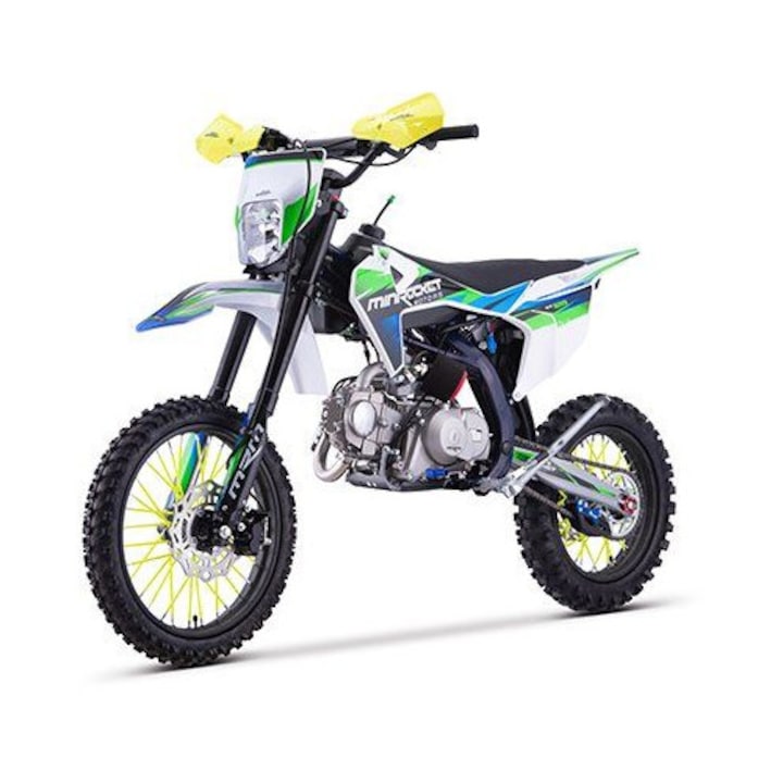 Motocicleta cross 125cc DT125 roti17"/14" Manuala pornire Buton Albastru Alb Albastru