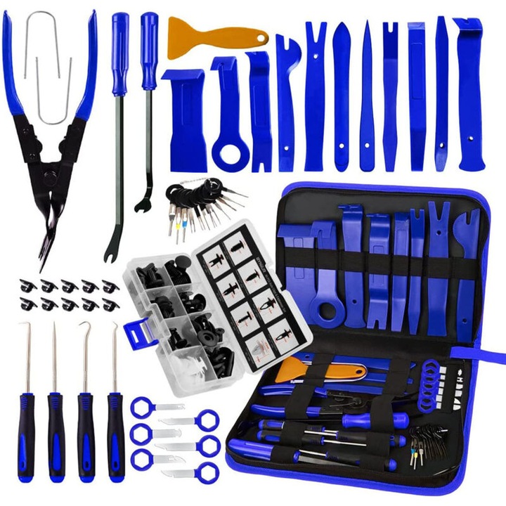 Set scule demontare auto, 88 piese, nylon, albastru