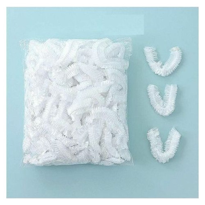 Set 100 bucati capace elastice pentru alimente, reutilizabile si extensibile, din plastic alimentar transparent, pentru vase si fructe, transparent