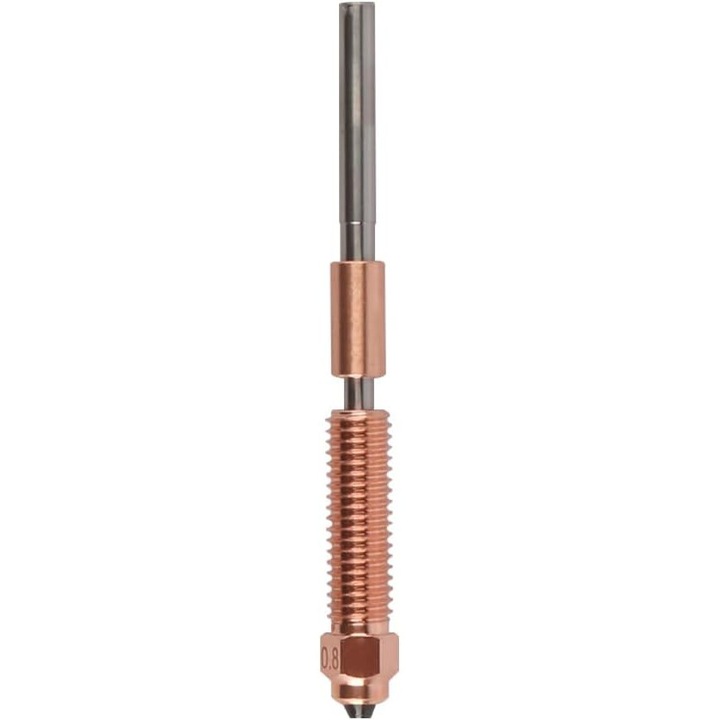 Duza 3D / Nozzle 0.8 mm K1C Quick-Swap integrata, otel bimetalic intarit, camera largita pentru debit 30 mm3/s, compatibil K1/K1max/K1C, cupru/argintiu, 1 buc