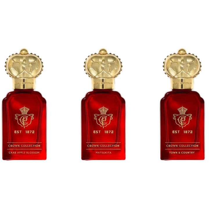 Clive Christian szett: Korona Kollekció - Város és Vidék, Eau De Parfum, Semleges, 10 ml + Korona Kollekció Matsukita, Eau De Parfum, Semleges, 10 ml + Korona Kollekció Crap Apple Blossom, Eau De Parfum, Semleges, 10 ml