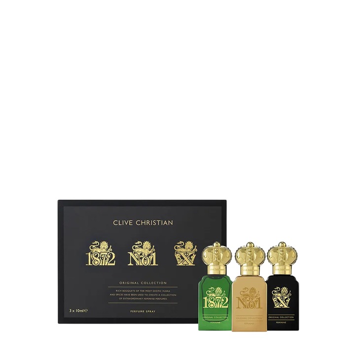 Clive Christian: Szett - 1872, Parfüm, Női, 10 ml + Nr.1 Feminina, Parfüm, Női, 10 ml + X Feminina, Parfüm, Női, 10 ml