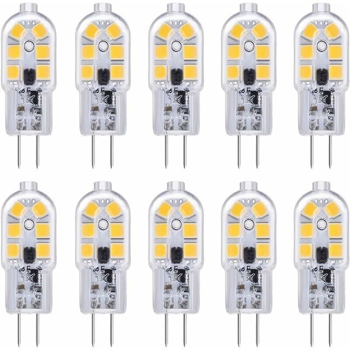 LED izzó G4 12V 2W 6000K hideg fehér 12x36mm szett 10 db