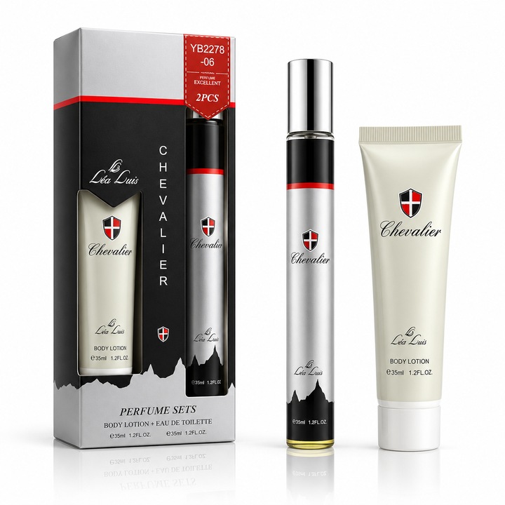 Set cadou pentru barbati CHEVALIER, Apa de toaleta 35 ml + Lotiune de corp 35 ml, Lea Luis®