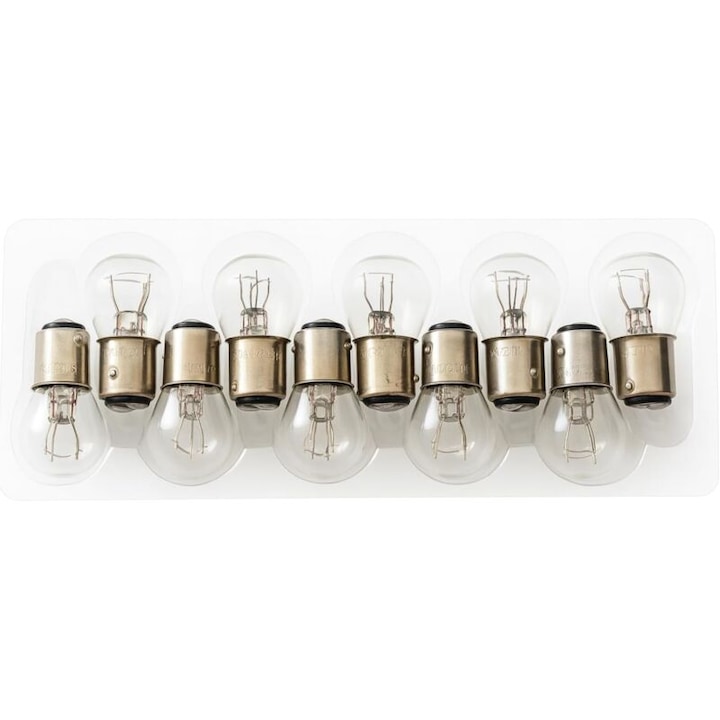 Szett 10 db P21/5W 12V 21W/5W meleg fehér autós izzó BAY15d