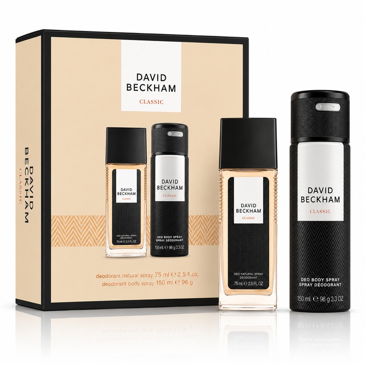 David Beckham® Classic ajándékszett – Természetes dezodor spray 75 ml + Testpermet 150 ml