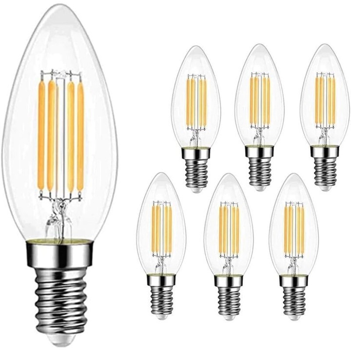 Bec LED filament vintage E14 4W meleg fehér 2700K 470LM 6 db-os szett