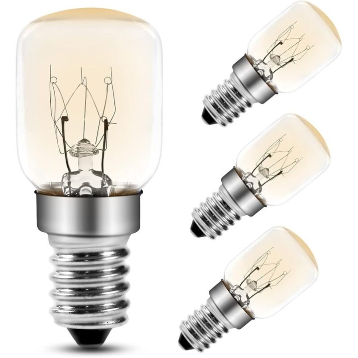 Izzó T25 E14, sütőlámpa, 25W, 2200K meleg fehér, 300°C-ig hőálló, szabályozható, O25mm x 56mm, 4 darabos szett