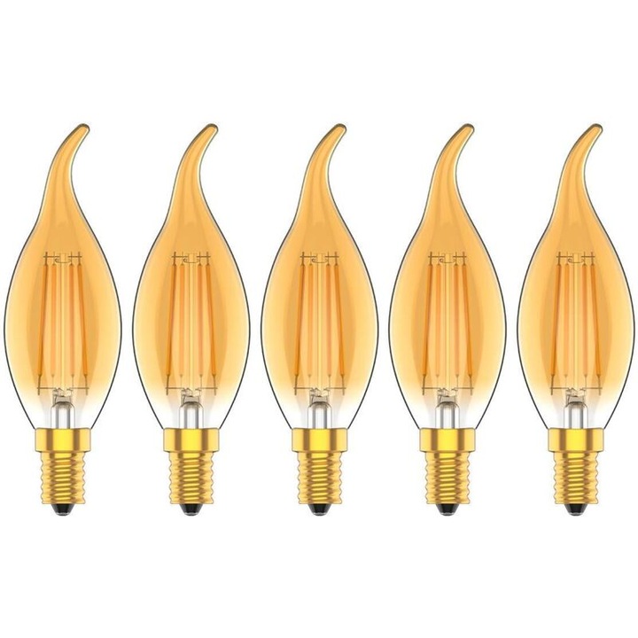 5 db vintage LED filament izzó készlet E14 meleg fehér 4W 2700K 300lm dimmelhető