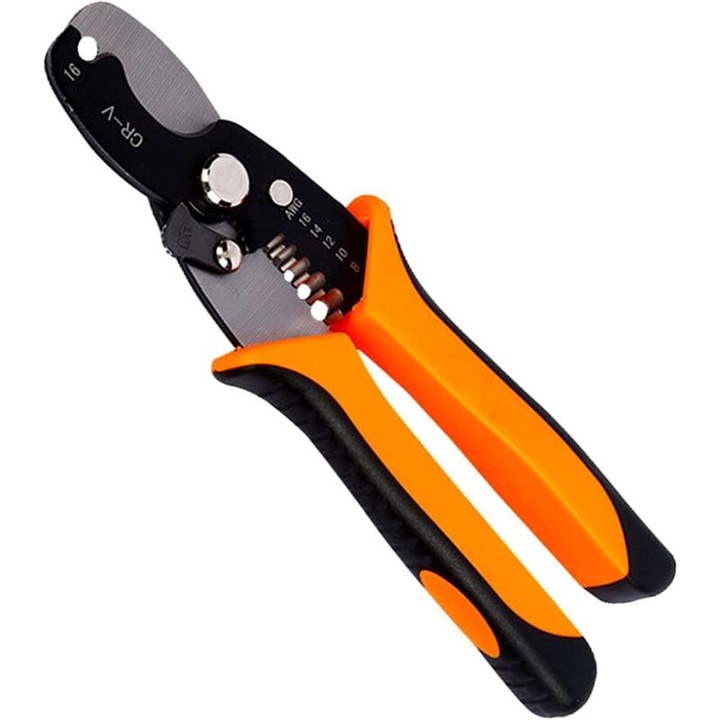 Kábelvágó fogó, mangánacél, csúszásmentes gumírozott nyél, fekete, 20cm