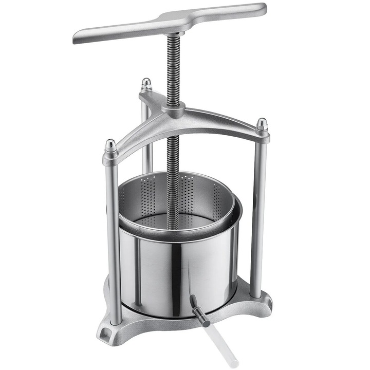 Presa manuala pentru struguri/fructe moi, Inox, Volum 6 l