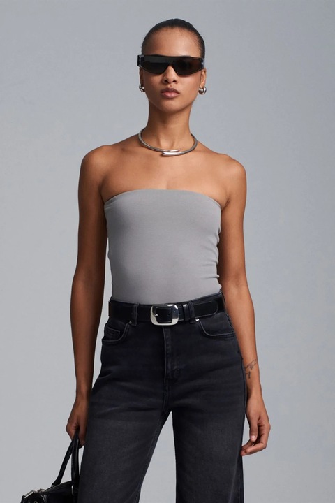 Bodycon, Dilvin, fara bretele, gri, bumbac cu elastan