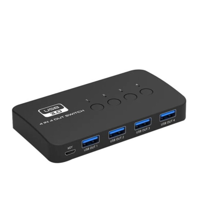 USB KVM adapter 2 bemenet 4 kimenet nyomtató, billentyűzet, egér megosztásához