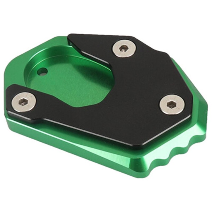 Placa de extindere (pad) pentru stativ lateral motocicleta Z900RS/Z1000/Z1000R, aluminiu CNC, cu suprafata antiderapanta, verde/negru, 1 buc