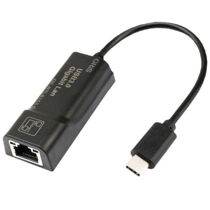 Адаптер Ethernet USB 3.0 Type-C 3.2 Gigabit, черен