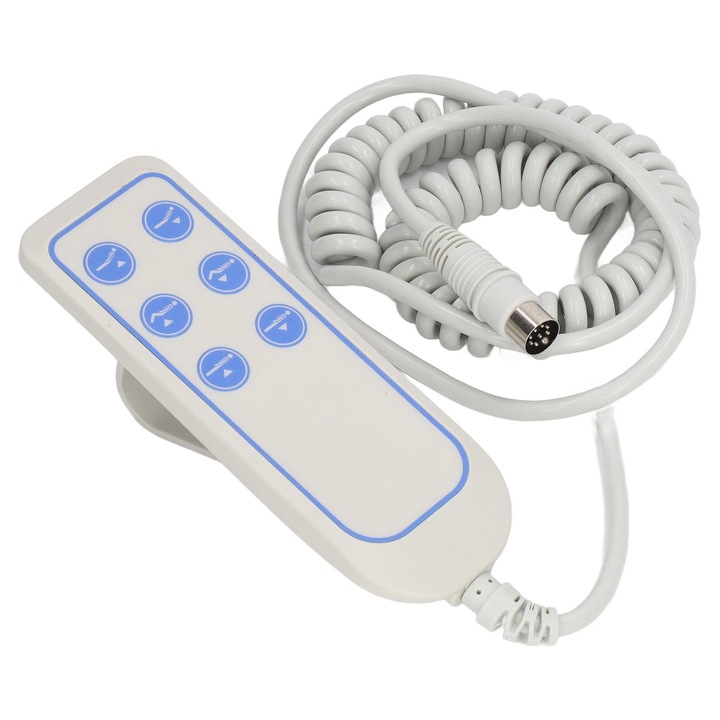 Telecomanda Pentru Pat Liftant, 6 Butoane, Rezistent La Apa IP66, Cablu Cu 8 Pini, PVC