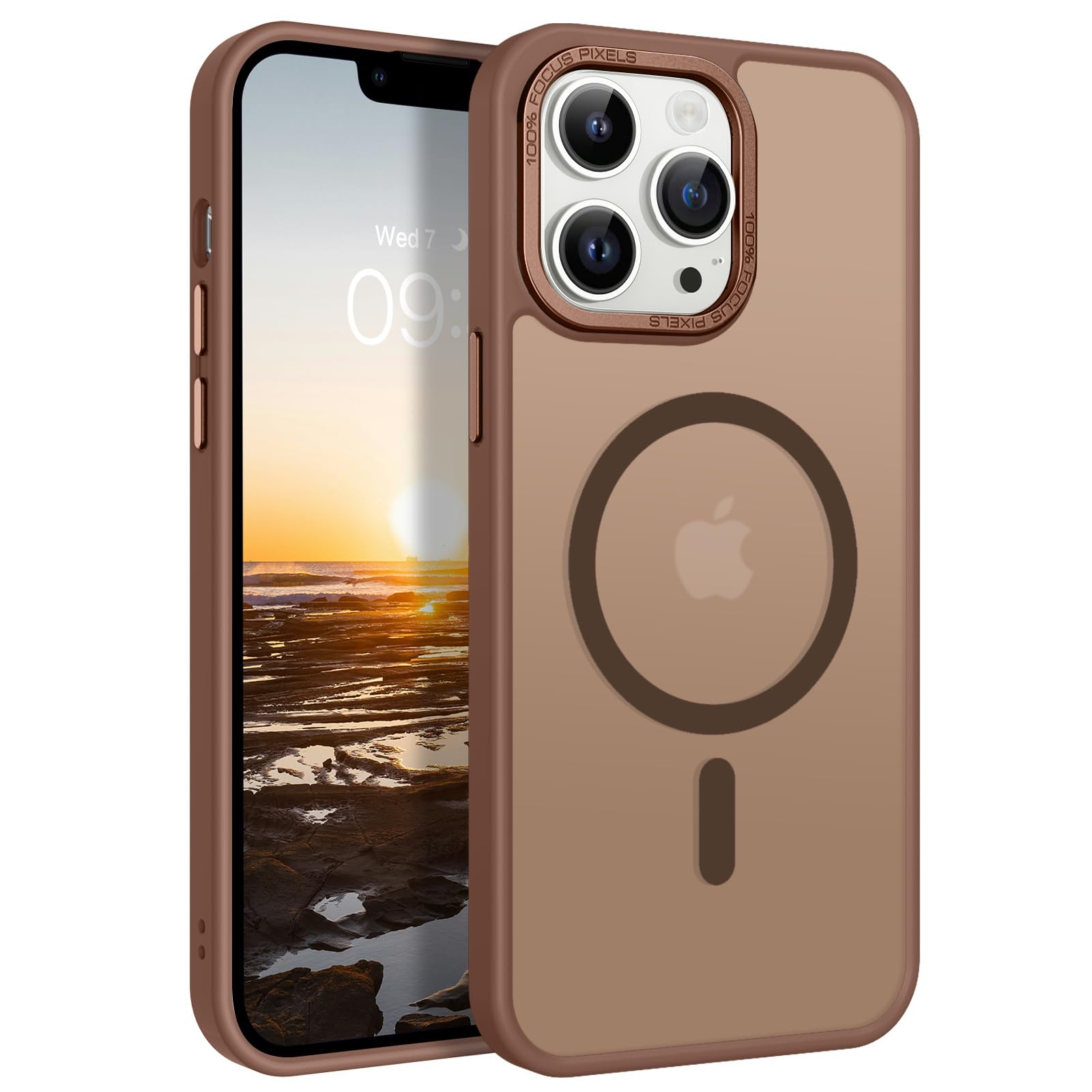 Husa iPhone 13 Pro, Compatibil MagSafe, Rezistenta La Socuri, Anti-Amprente Translucida, Bej