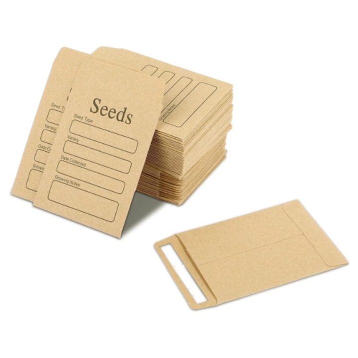 Kraft papír magtasakok/csomagok 3.54 x 2.36 hüvelyk (9 x 6 cm), önzáró, visszazárható, címkézhető felülettel, barna, 100 darab