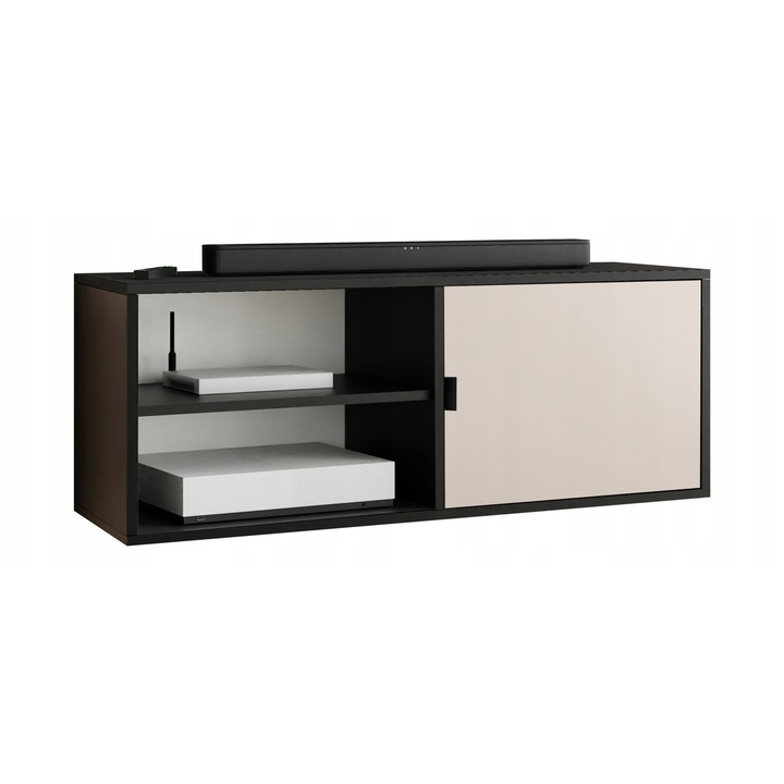 KIER LUNO 2 nyitott TV szekrény – laminált PAL nappali bútor, 104x42x38 cm – Fekete, prémium minőség, saját összeszerelés