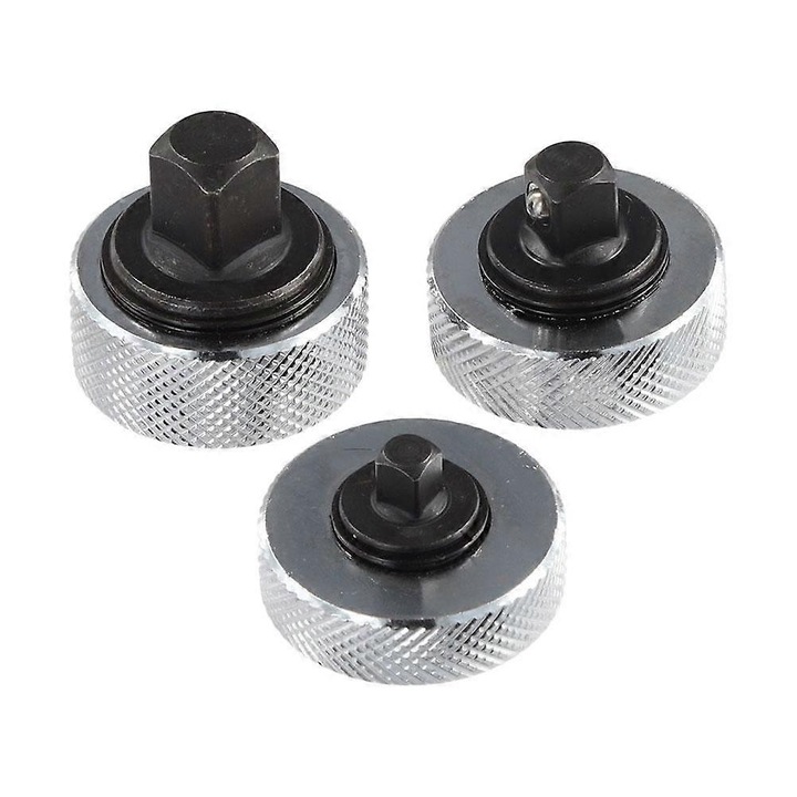 Set 3 chei clichet reversibile, otel, argintiu-negru, 4x4x3-4.5cm